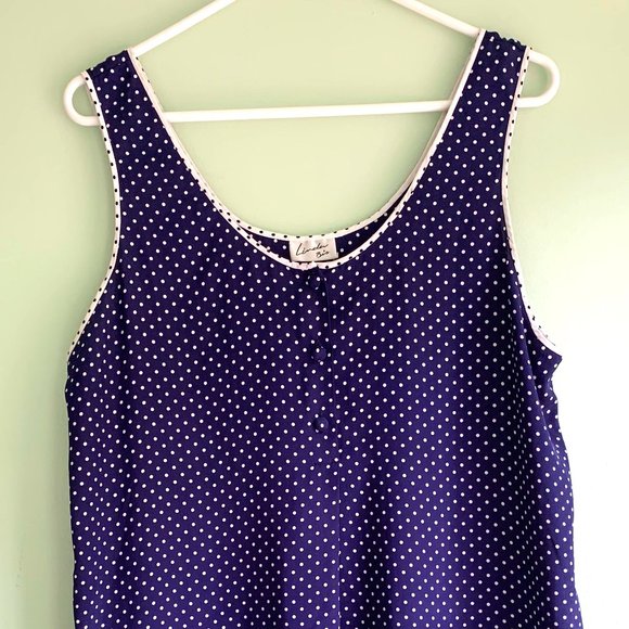 Navy Polka Dot Silky Nightgown - Picture 2 of 3